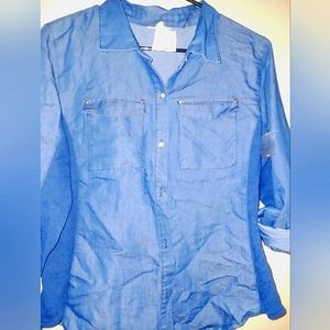 Ci Sono Blue Jean Button Up Top, Woman's X-Large, Never Worn